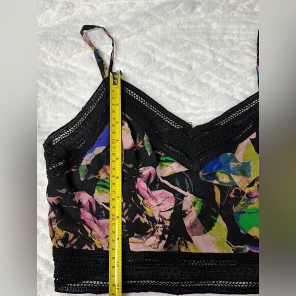 Anthropologie ASTR Floral Print‎ Women’s Crop Cami Lace Trim Back Zipper - Picture 10 of 12